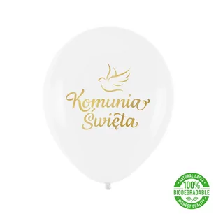 Balony lateksowe eko białe gołąb Komunia Święta - Balony i akcesoria - miniaturka - grafika 1
