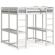 Łóżka dla dzieci i młodzieży - Łóżko na antresoli, z biurkiem i drabinką, białe, 140x200 cm - miniaturka - grafika 1