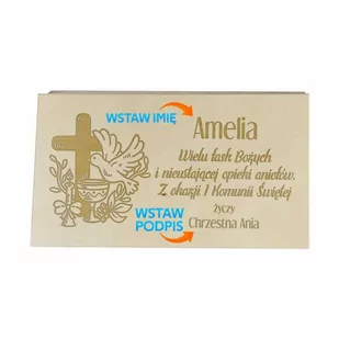 Wielu łask Bożych - pudełko na pieniądze z grawerem - produkt personalizowany - Pamiątka Pierwszej Komunii Świętej - miniaturka - grafika 1