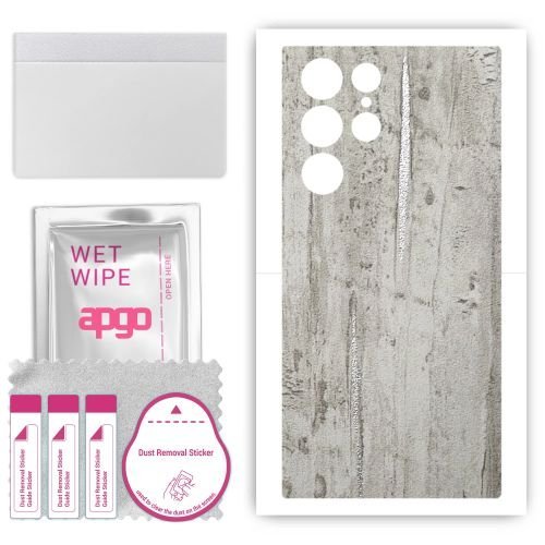 folia naklejka skórka strukturalna na TYŁ do Samsung Galaxy S23 Ultra - Beton Srebrne Paski - apgo SKINS