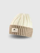 Czapki damskie - 4F Czapka zimowa z dodatkiem wełny damska - brązowa Uniwersalny - miniaturka - grafika 1