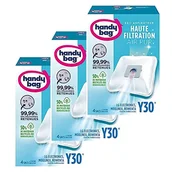 Worki do odkurzaczy - Melitta Handy Bag - Y30 - Zestaw 3 x 4 worków do odkurzacza LG/Goldstar i Moulinex, filtr antyalergiczny, filtr silnika - miniaturka - grafika 1