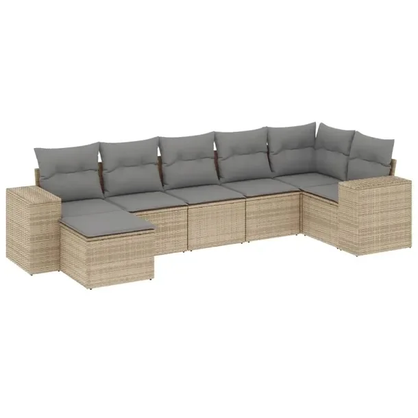 Beżowy zestaw wypoczynkowy z rattanem PE, wymiary: 62x62x69 cm, 55x62x69 c