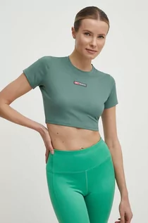 Koszulki sportowe damskie - Reebok t-shirt treningowy Lux Bold kolor zielony 100076117 - grafika 1