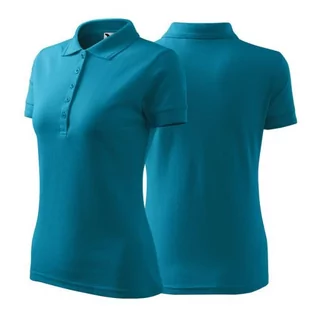 Koszulki i topy damskie - Koszulka ciemny turkus polo z logo na sercu damska z nadrukiem logo firmy 200g 210 kolor 59 koszulka polo - grafika 1