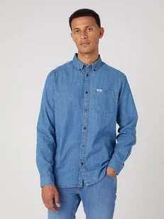 Wrangler 1 Pkt Button Down Shirt Męska Koszula Jeansowa Jeans W5B15K14V-L - Koszule męskie - miniaturka - grafika 1