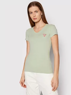 Koszulki i topy damskie - Guess T-Shirt Mini Triangle W1YI1A J1311 Zielony Slim Fit - grafika 1
