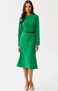 Sukienki - Sukienka z przeszyciami na dekolcie w soczystej zieleni S347, Kolor zielony, Rozmiar L, Stylove - Primodo.com - grafika 1