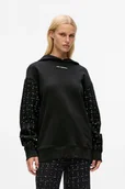 Bluzy damskie - Karl Lagerfeld bluza z dodatkiem wełny damska kolor czarny z kapturem z aplikacją A4W20064 - miniaturka - grafika 1