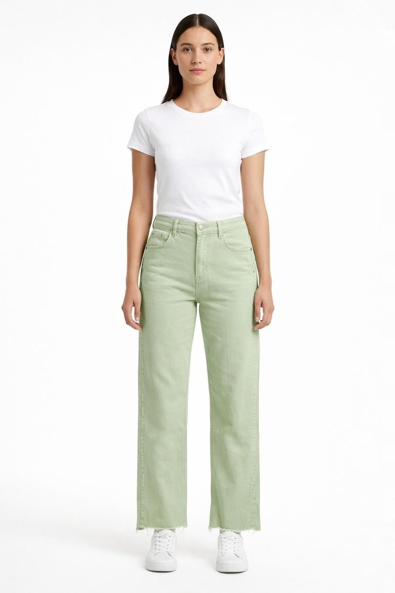 GUESS ZIELONE JEANSY MOM JEANS Z ROZCIĘCIAMI NA NOGAWKACH 29 GGA