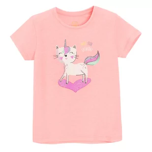 Cool Club, T-shirt dziewczęcy, koralowy - Koszulki dla dziewczynek - miniaturka - grafika 1