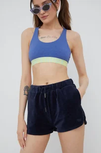 Superdry Superdry szorty damskie kolor granatowy gładkie medium waist - Spodenki damskie - miniaturka - grafika 1