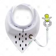 Śliniaki i fartuszki - Chusta / śliniak z zawieszką na smoczek- biała II - miniaturka - grafika 1