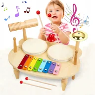 Instrumenty muzyczne dla dzieci - DREWNIANY BLAT montesori INSTRUMENT PERKUSJA CYMBAŁKI KSYLOFON - miniaturka - grafika 1