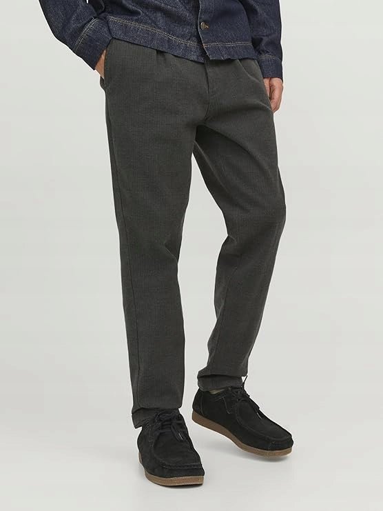JACK&JONES ELEGANCKIE SPODNIE MĘSKIE PROSTE GŁADKIE SZARE 32/32 7CA