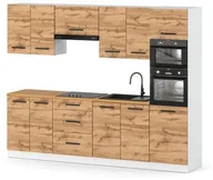Meble kuchenne - Kuchnia Nowoczesna Drewniana Pojemna Modułowa Słupek 2.6m Biały Dąb Wotan - miniaturka - grafika 1