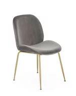 Krzesła - Krzesło do jadalni Dori, gold, tapicerowane szare, do toaletki, walurowe - miniaturka - grafika 1