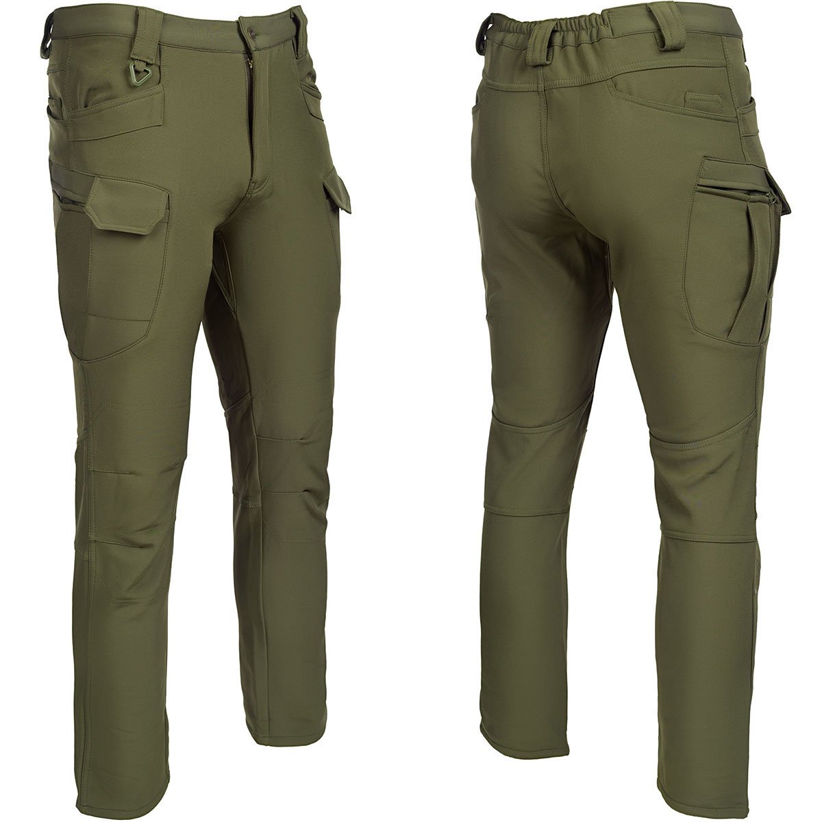 Spodnie SOFTSHELL MĘSKIE Taktyczne - z Polarem, 8 Kieszeni Oliv M