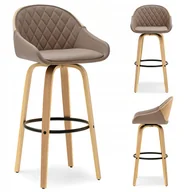 Taborety i hokery - Krzesło Barowe Z Obrotowym Siedziskiem Nr 72 Dąb Beżowy Eko Skóra - miniaturka - grafika 1