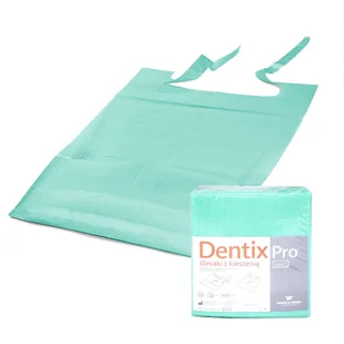 Śliniak dentystyczny z kieszonką 39cm x 48cm zielony podfoliowany 54g DentixPro 50szt - Sprzęt i akcesoria stomatologiczne - miniaturka - grafika 1