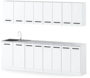 Meble Kuchenne Białe Z Drewnem Komplet Vero 2.6m Kuchnia Pojemna Modułowa - Meble kuchenne - miniaturka - grafika 1