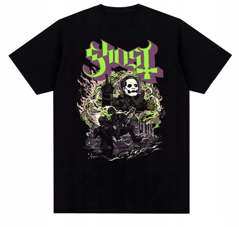 KOSZULKA Z NADRUKIEM MĘSKA ŚMIESZNA T-SHIRT GHOST HARD ROCK r. L 2