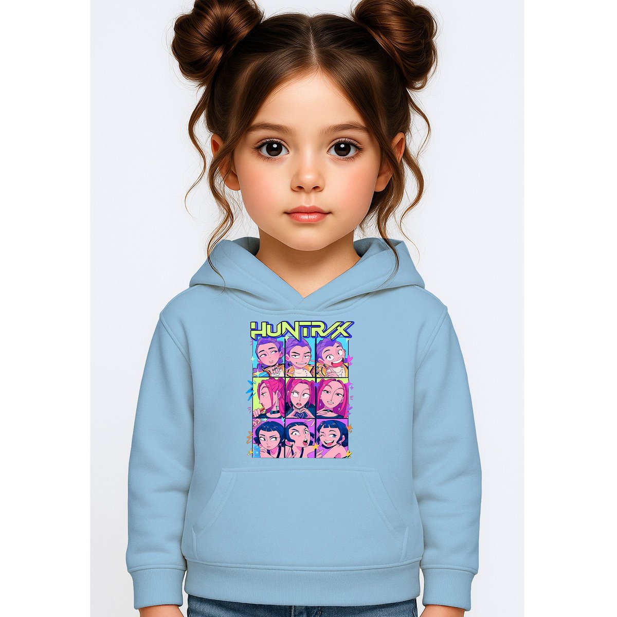 BLUZA DZIECIĘCA K-POPOWE ŁOWCZYNIE DEMONÓW HUNTRIX 146-152 Z KAPTUREM