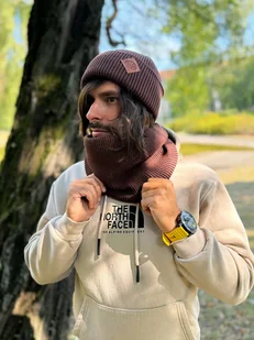 Męski bawełniany komin Brąz - Apaszki i szaliki męskie - miniaturka - grafika 1