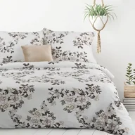 Pościel - Komplet pościeli w kwiaty D91/POS/INGA 220 x 200 cm + 70 x 80 cm biało-brązowy - miniaturka - grafika 1
