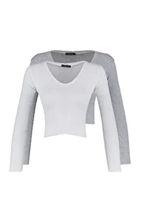Trendyol damska Czarno-biały crop 2-pak dzianinowa bluzka Bluzka, biały/szary, XL - Bluzki damskie - miniaturka - grafika 1