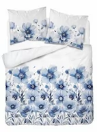 Pościel - Detexpol Pościel satynowa 220x200 biała niebieska kwiaty 4923 A Home Satin 81 - miniaturka - grafika 1