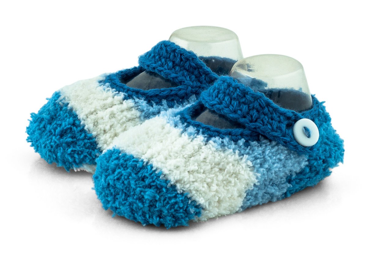 Śliczne i ciepłe skarpeto-kapcie niemowlęce z ABS chłopiec roz. 6-12 m-cy