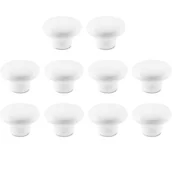 Zawiasy, okucia i inne akcesoria - 10x Białe okrągłe ceramiczne gałki meblowe z jednym otworem, minimalistyczny styl, ze śrubami - miniaturka - grafika 1