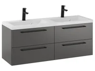 Szafki łazienkowe - Szafka Wisząca Z Umywalką RON 120 cm DUO - Titan Mat - Uchwyty Czarne Matowe - miniaturka - grafika 1