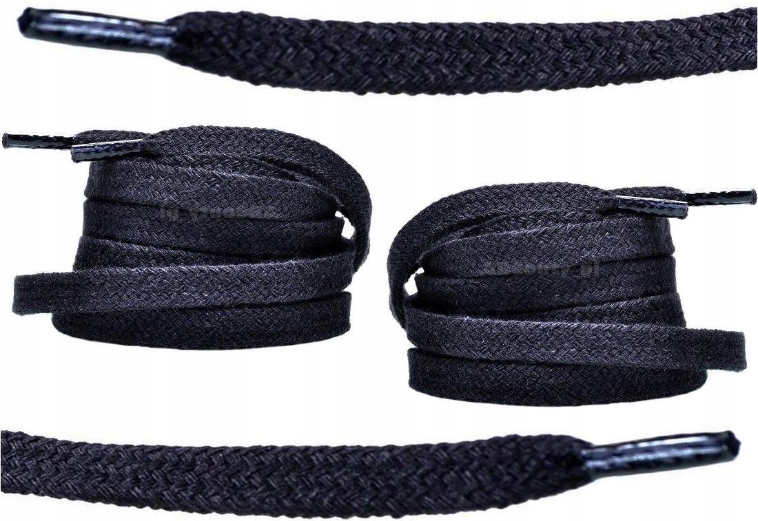 SZEROKIE 10 mm Długie SZNURÓWKI 250 cm CZARNE PŁASKIE 1cm Sznurowadła 2,5 M