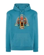 Bluzy męskie - Bluza z kapturem LOVE Serce Kłódka Miłość Vintage Niebieska M - miniaturka - grafika 1