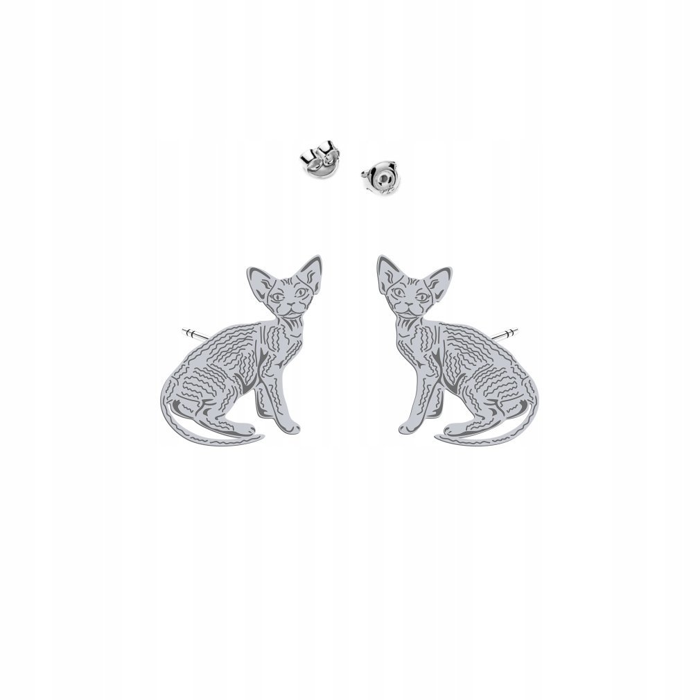 Kolczyki Srebrne z Kotem Devon Rex 925 Biżuteria Prezent DEDYKACJA GRATIS