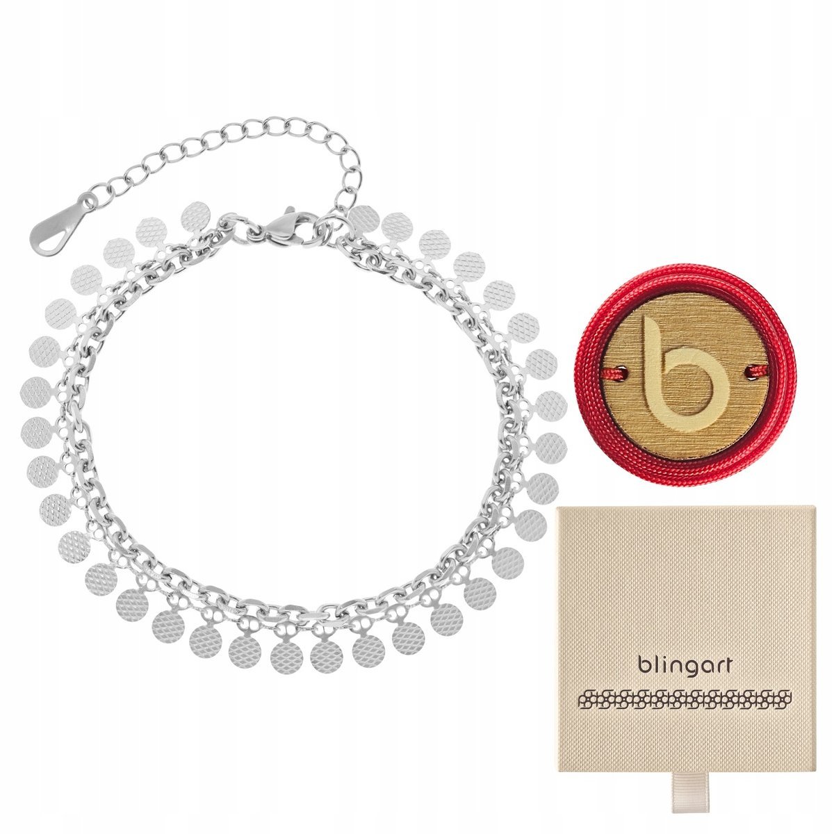 Bransoletka damska stal chirurgiczna regulowana podwójna zawieszki BLINGART