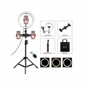 Lampy studyjne - Puluz Puluz Lampa pierścieniowa statyw LED 26cm 3x Smartfon PKT3070B Puluz PKT3070B - miniaturka - grafika 1