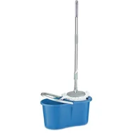 Miotły, szufle, mopy - Zestaw do sprzątania: mop, kij, wiadro 15 l Quantum niebieski - miniaturka - grafika 1