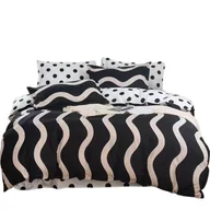 Pościel - Pościel - Czarne fale/beż/grochy -200x200- 3 cz. - miniaturka - grafika 1