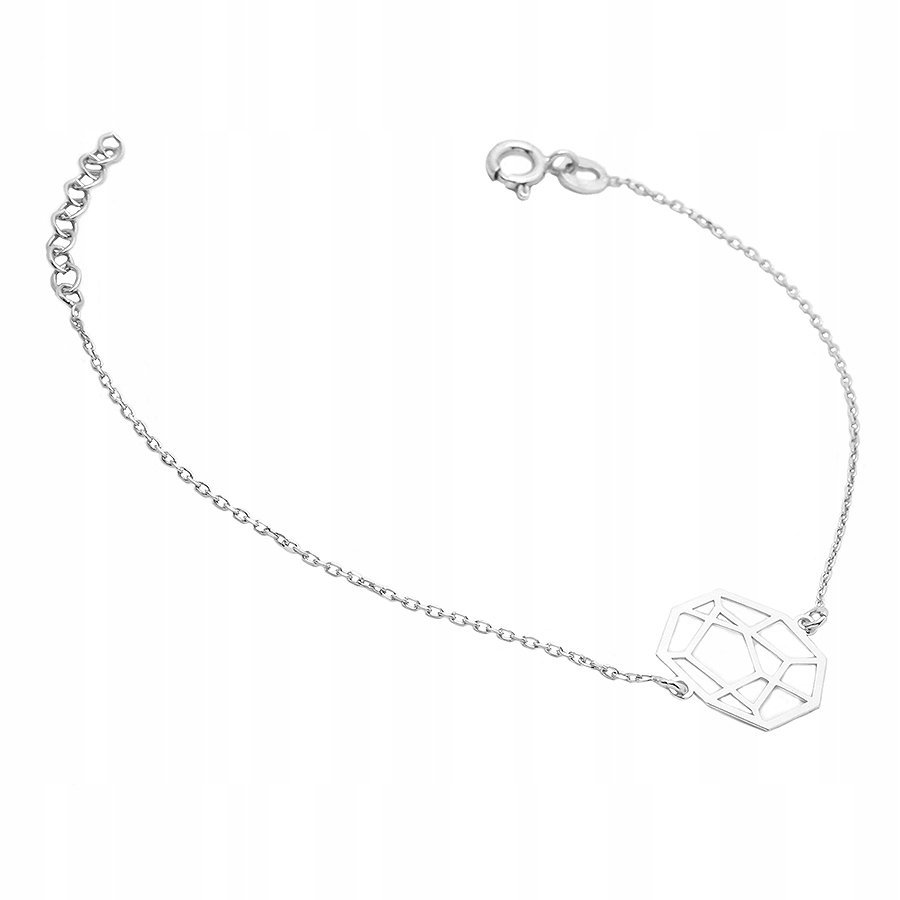 Srebrna Bransoletka Celebrytka Diament Origami 925