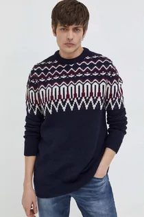 Swetry męskie - Superdry sweter z domieszką wełny męski kolor granatowy - grafika 1