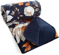 Narzuty - Narzuta 170x210 cm Fiora granatowa elegancka i miękka w kwiaty - miniaturka - grafika 1