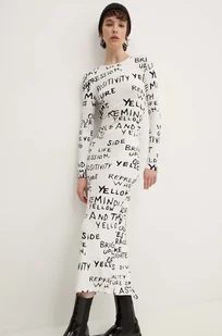 Desigual sukienka HESIAN kolor biały midi dopasowana 24WWVK45 - Sukienki - miniaturka - grafika 1