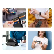 Etui i futerały do telefonów - Etui do iPhone 15 Dux Ducis Lawa Skórzane Portfel MagSafe Czarne - miniaturka - grafika 1