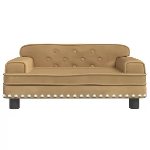 Sofa dla dzieci, brązowa, 70x45x30 cm, aksamit Lumarko! - Sofy i kanapy - miniaturka - grafika 2