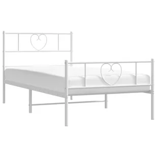 Metalowa rama łóżka z wezgłowiem i zanóżkiem, biała, 75x190 cm Lumarko! - Inne meble do sypialni - miniaturka - grafika 4