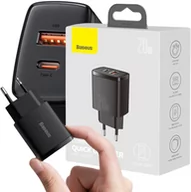 Ładowarki do telefonów - ŁADOWARKA SIECIOWA Baseus Compact Quick Charger CCXJ-B01 20W 1x USB-A 1x USB-C PD 3.0 QC 3.0 CZARNA - miniaturka - grafika 1