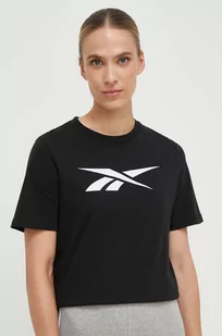 Reebok t-shirt bawełniany kolor czarny - Koszulki sportowe damskie - miniaturka - grafika 1